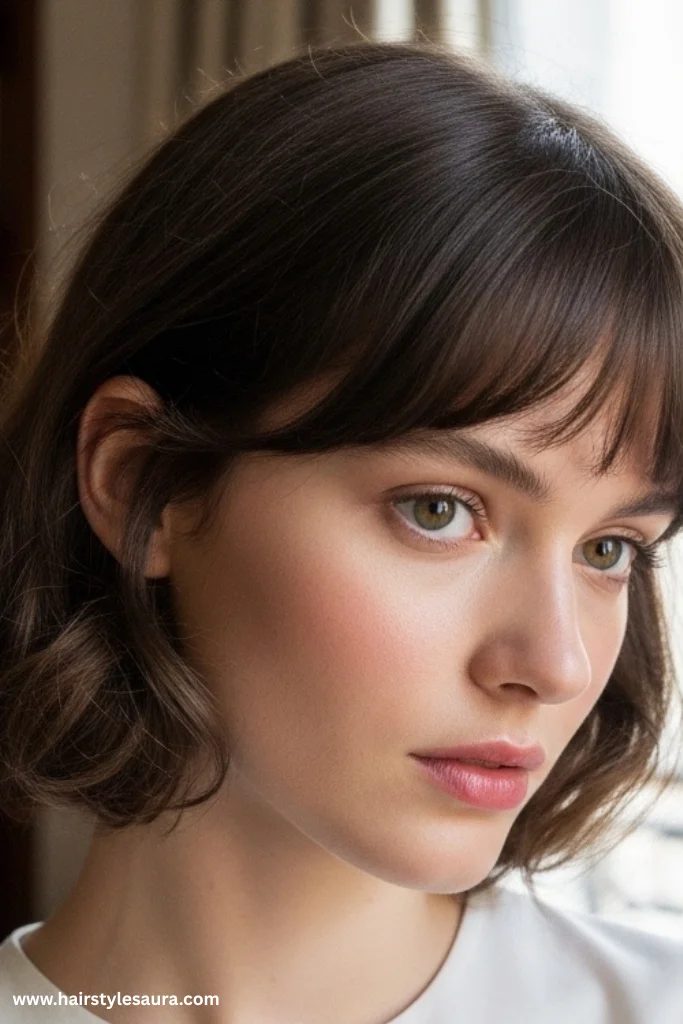 12 Trendy Ideas for Short Shaggy Hair with Bangs 11 French-Inspired Shag with Soft Bangs