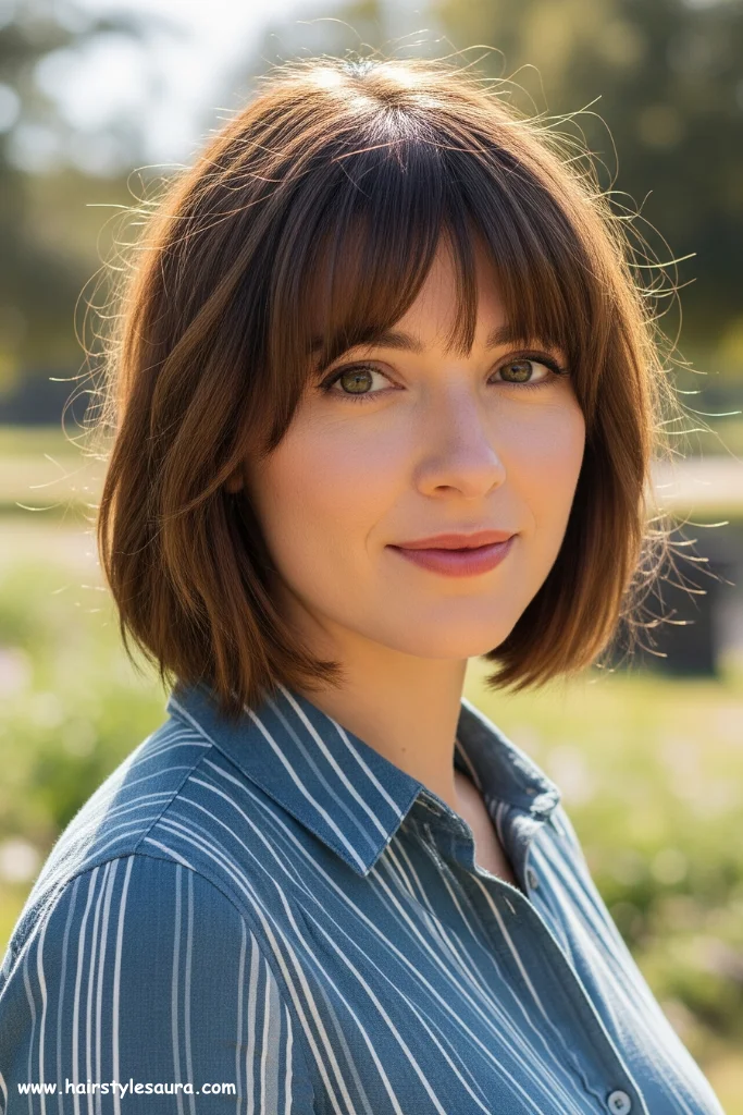 11 Trendy Short Hairstyles With Bangs for a Fresh Look 12 Graduated Bob with Sweeping Bangs