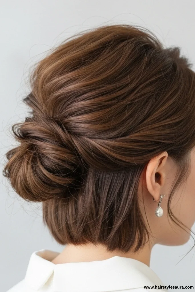 Wedding Hairstyles for Short Hairs: 12 Elegant Looks for Your Big Day 7 Half-Up Twist with Short Hair