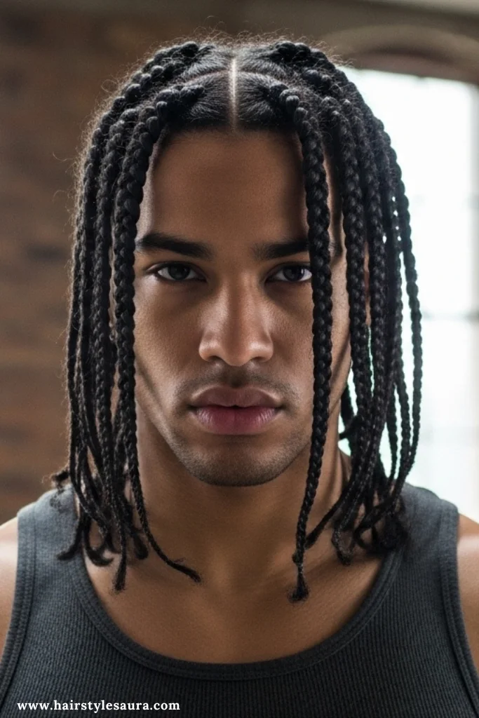 13 Bold Box Braids Hairstyles Men Can Rock with Confidence 7 Jumbo Box Braids