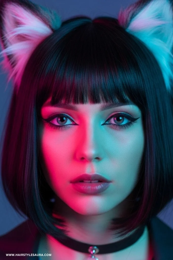Short Wolf Cut with Bangs – Trendy & Wild Feminine Vibes 11 K-Pop Inspired Wolf Cut with Full Bangs
