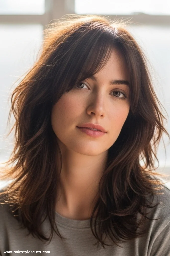 10 Bold and Beautiful Short Shaggy Hairstyles for Women 7 Layered Shag with Side-Swept Bangs