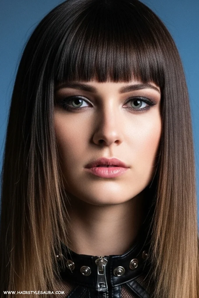 13 Best Long Wolf Cut With Bangs Ideas for 2025 4 Long Layered Wolf Cut with Blunt Bangs