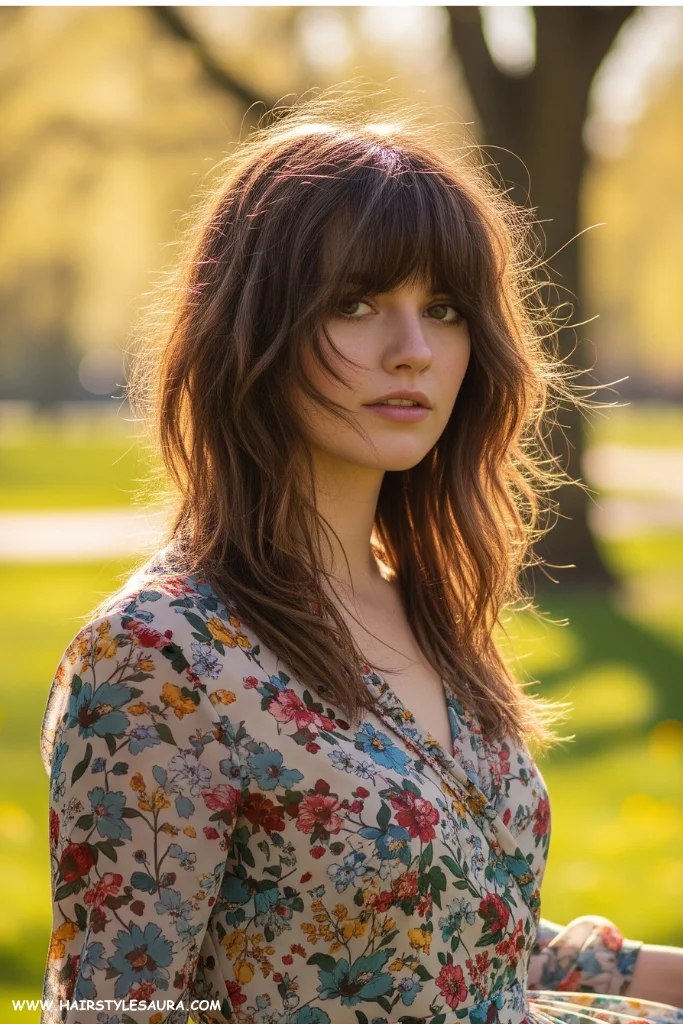 13 Best Long Wolf Cut With Bangs Ideas for 2025 10 Long Wolf Cut with Shaggy Bangs