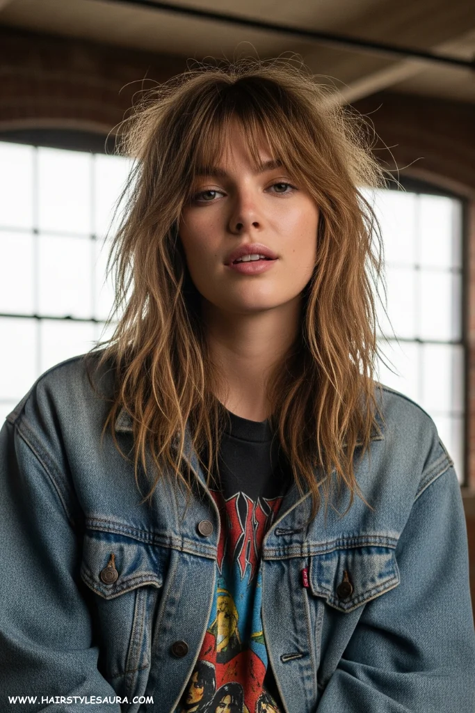 13 Best Long Wolf Cut With Bangs Ideas for 2025 14 Long Wolf Cut with Split Bangs