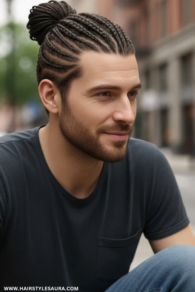 Cute Braid Hairstyles for Men: Stylish Looks That Turn Heads 7 Man Bun with Side Braids
