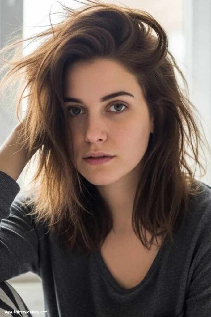 12 Stunning Short Wolf Cut with Curtain Bangs Hairstyles to Try Today 11 Messy Bedhead Wolf Cut with Lazy Curtain Bangs
