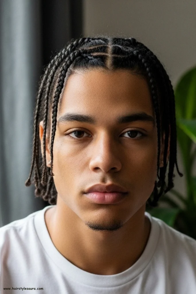 Top 13 Hairstyles for Small Long Braids Men Can Rock with Confidence 5 Middle Part Braids