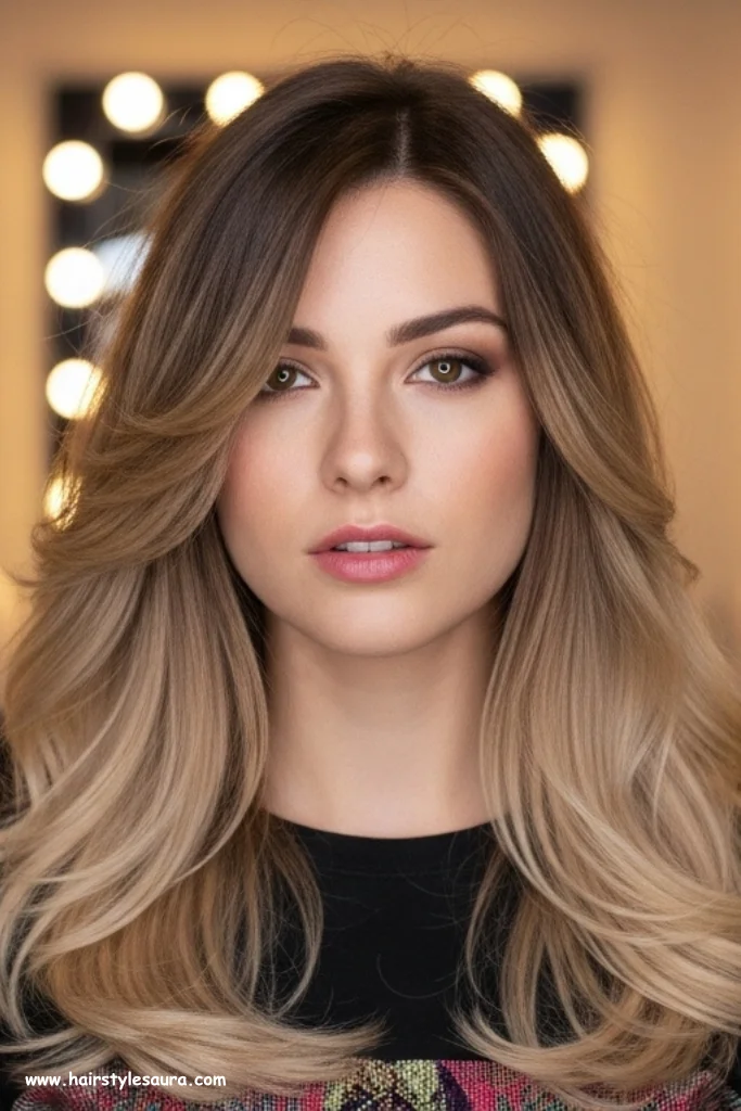 11 Stylish Long Wolf Cut Without Bangs Ideas for Bold Looks 6 Ombre Wolf Cut with Razor Ends