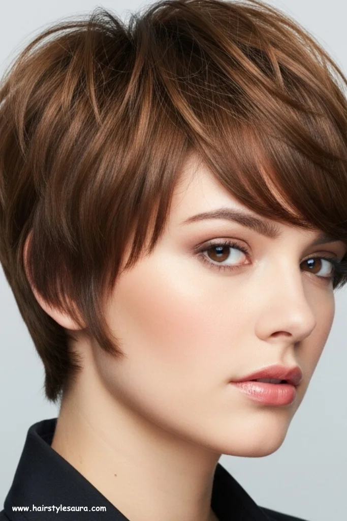 11 Trendy Short Hairstyles With Bangs for a Fresh Look 2 Pixie Cut with Side-Swept Bangs