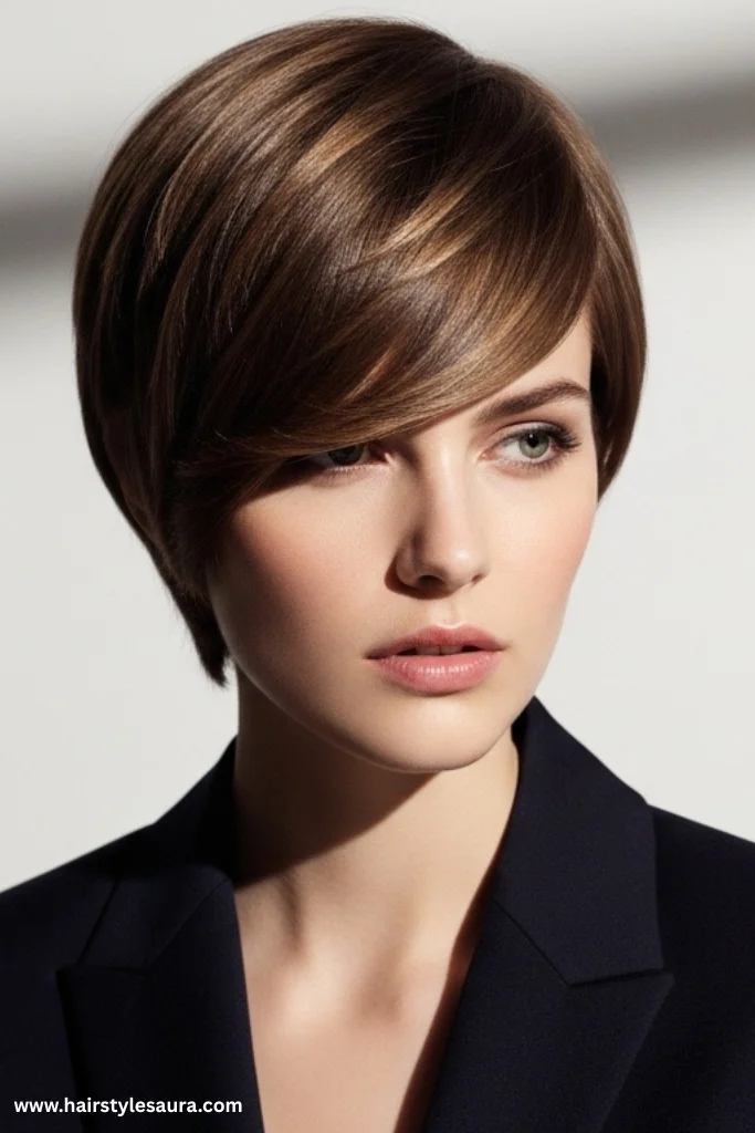 12 Trendy Ideas for Short Shaggy Hair with Bangs 6 Pixie Shag with Side-Swept Bangs