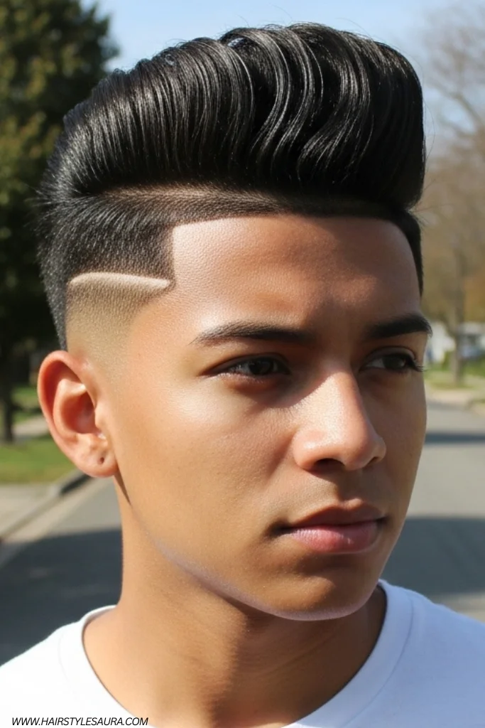 Top 12 Mens Long Top Short Sides Hairstyles to Rock Now 5 Pompadour with Drop Fade