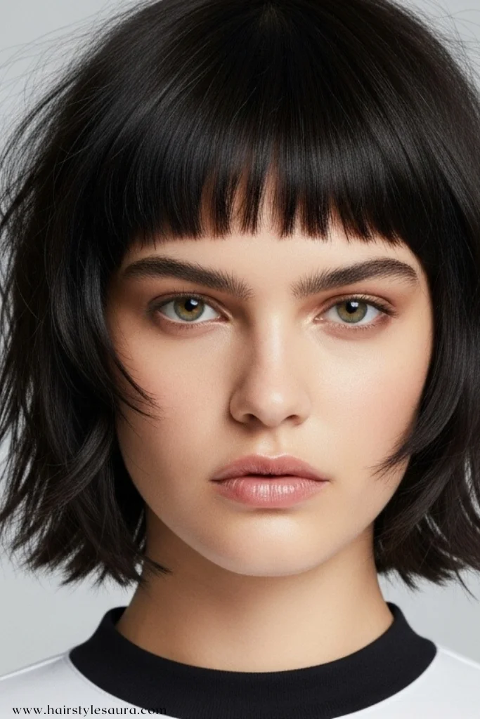 Modern short shaggy hair: A Stylish Way to Rock a Bold Look 5 Shag with Baby Bangs 1