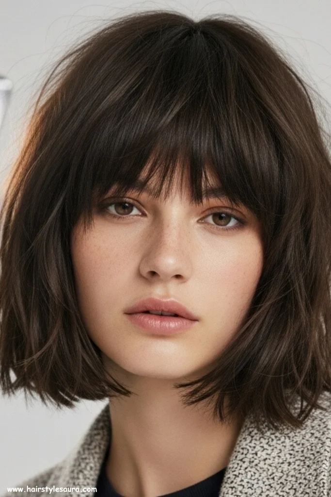 10 Bold and Beautiful Short Shaggy Hairstyles for Women 4 Shaggy Bob with Curtain Bangs