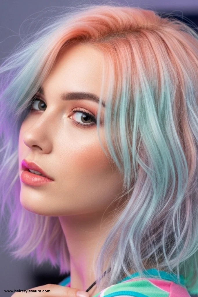 10 Must-Try Shaggy Short Hair Wolf Cut Versions for Women 8 Shaggy Pastel Pop