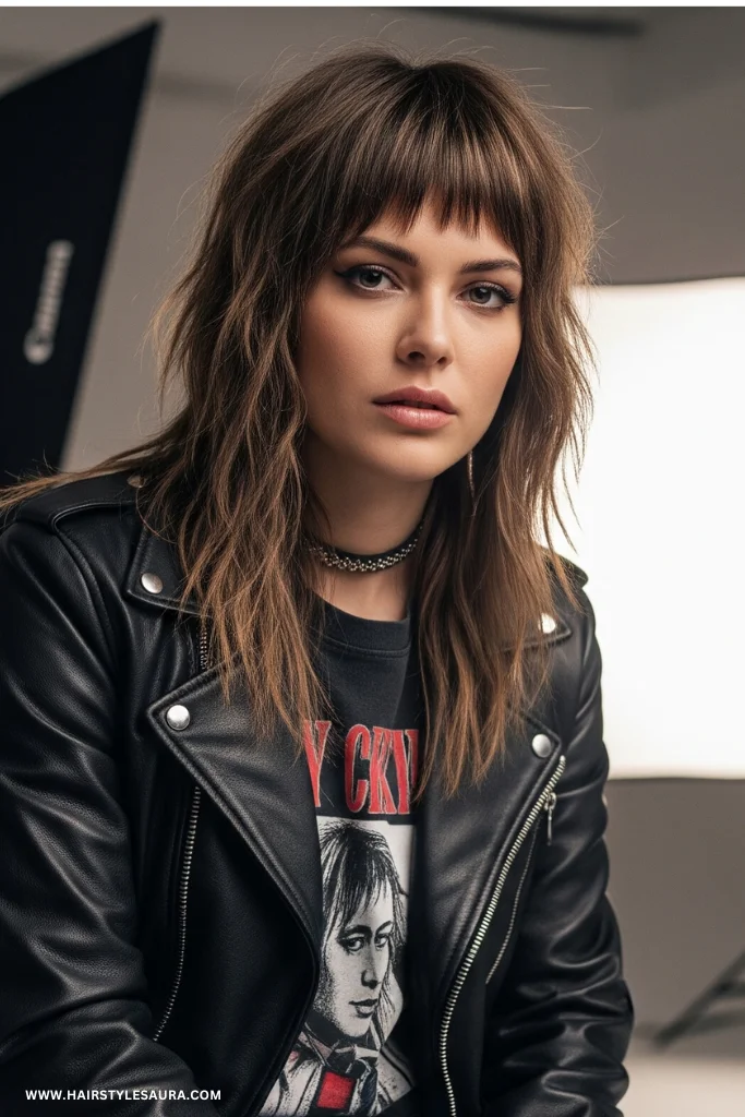 Short Wolf Cut with Bangs – Trendy & Wild Feminine Vibes 4 Shaggy Wolf Cut with Micro Bangs
