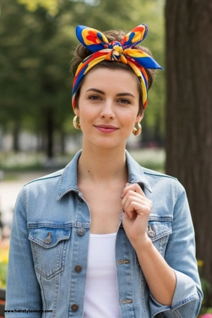 12 Easy and Cute Hairstyles for Short Hair Girls 9 Short Hair with Scarf Tie