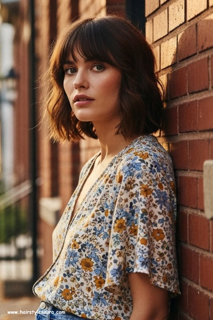 11 Trendy Short Hairstyles With Bangs for a Fresh Look 5 Short Shag with Curtain Bangs