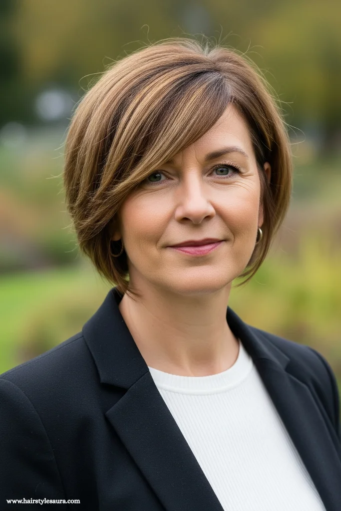 15 Stylish Short Hairstyles for Women Over 50 5 Side-Swept Bangs with Short Layers