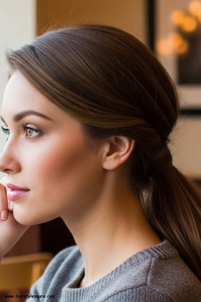 15 Quick and New Cute Hairstyles for Girls to Do in Minutes 7 Side-Swept Low Ponytail