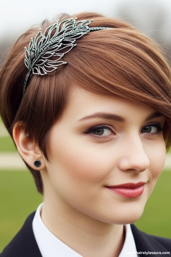 Wedding Hairstyles for Short Hairs: 12 Elegant Looks for Your Big Day 4 Side-Swept Pixie with Hairpiece
