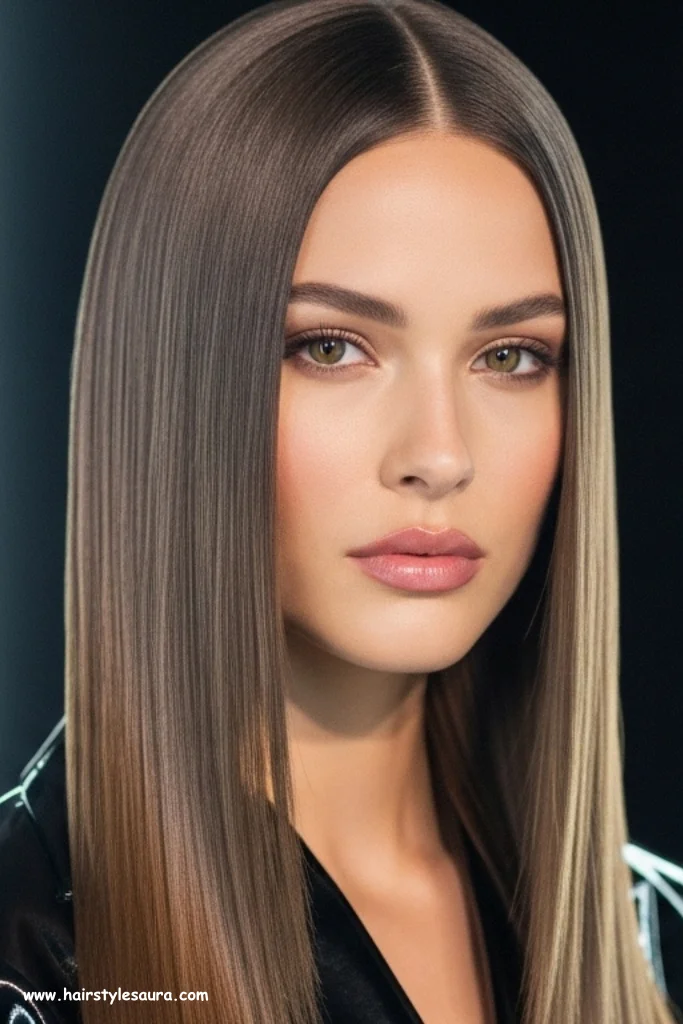 11 Stylish Long Wolf Cut Without Bangs Ideas for Bold Looks 10 Sleek & Shiny Wolf Cut
