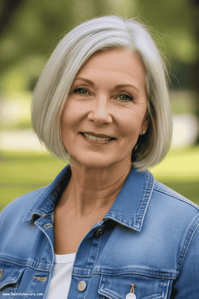 Flattering Short Hair Ideas for Women Over 60 11 Sleek Straight Bob