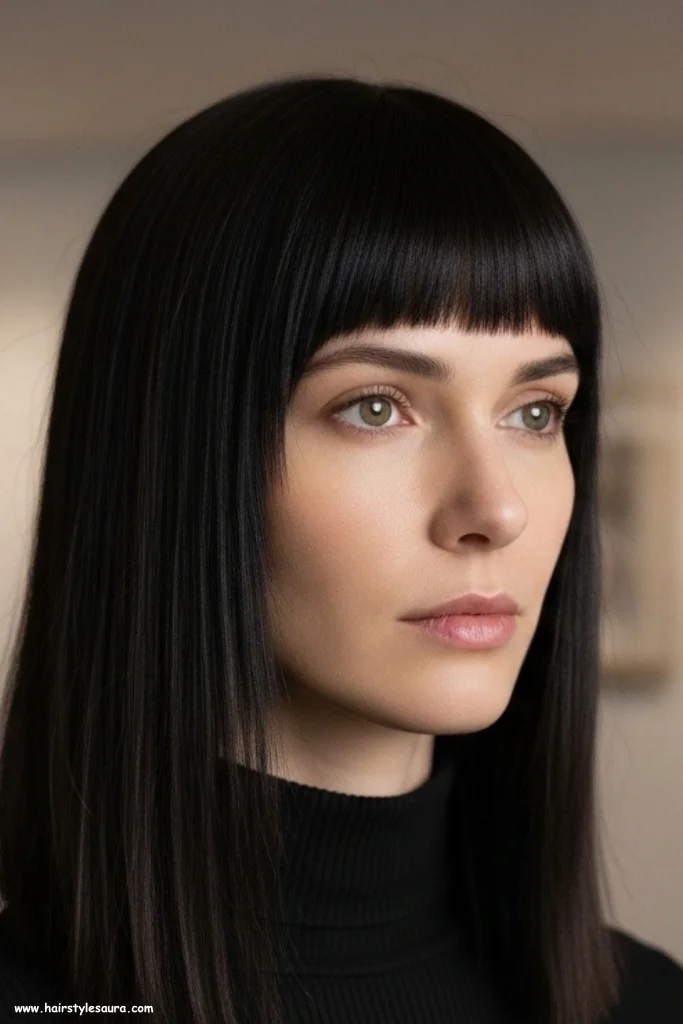 12 Stunning Short Wolf Cut with Curtain Bangs Hairstyles to Try Today 10 Sleek Straight Wolf Cut with Split Curtain Bangs