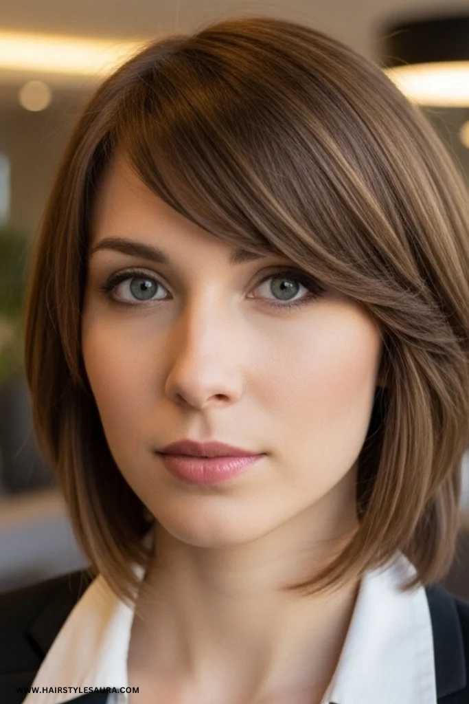 Short Wolf Cut with Bangs – Trendy & Wild Feminine Vibes 9 Soft Wolf Cut with Side Bangs
