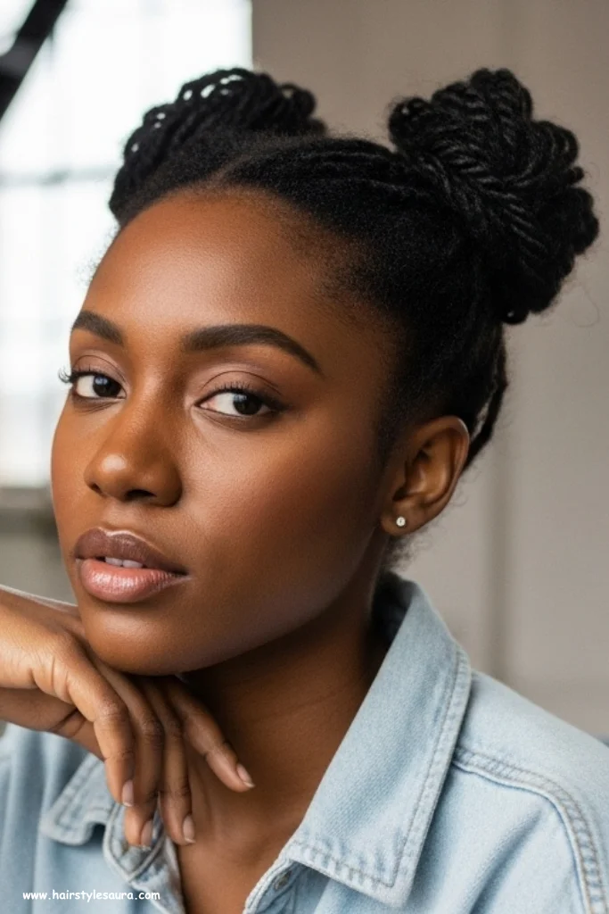 10 Cute Hairstyles for Black Girls That Show Natural Beauty 8 Space Buns