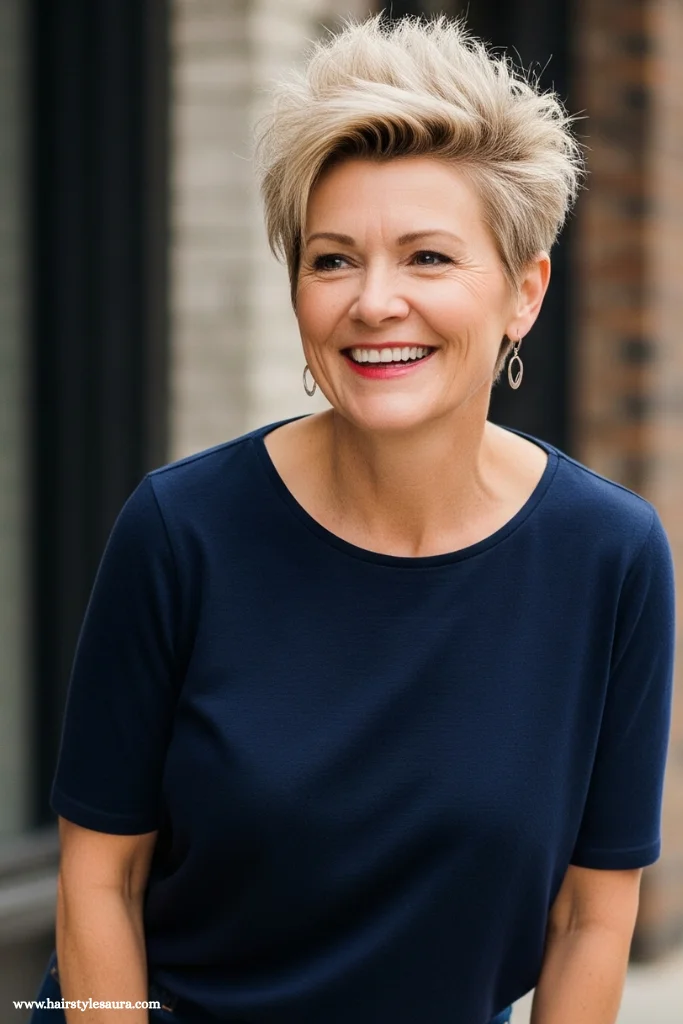 15 Stylish Short Hairstyles for Women Over 50 9 Spiky Textured Pixie