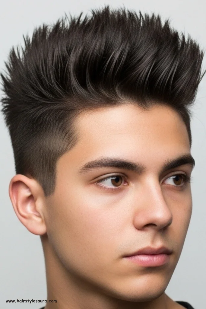 12 Best Mens Hairstyle Short on Side Long Top Ideas for 2025 11 Spiky Top with Burst Fade