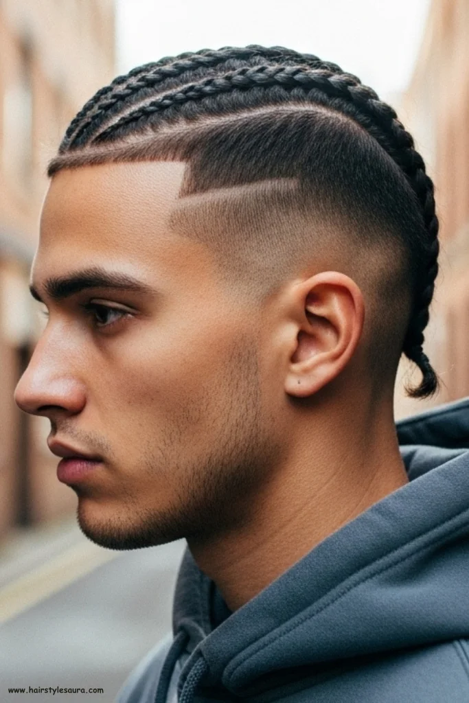 Top 13 Hairstyles for Small Long Braids Men Can Rock with Confidence 6 Taper Fade with Braids