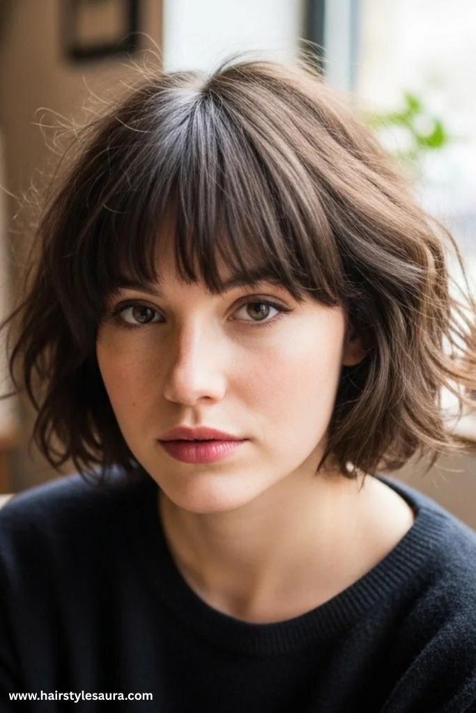 12 Trendy Ideas for Short Shaggy Hair with Bangs 13 Textured Crop Shag with Split Bangs