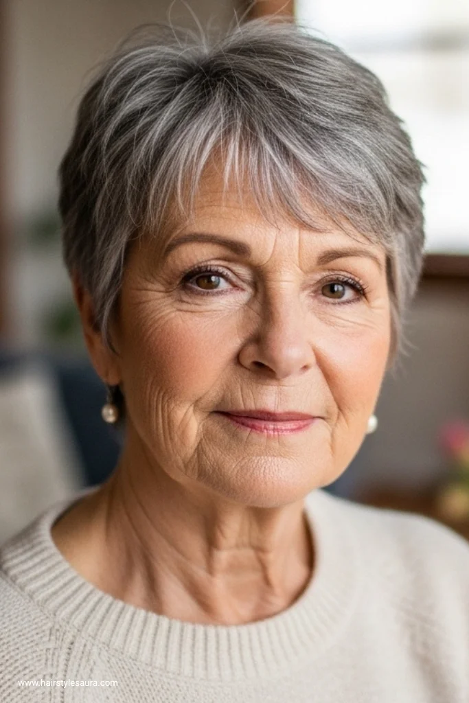 13 Elegant Older Women Short Hairstyles for a Fresh Look 10 Textured Gray Pixie