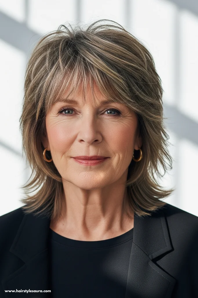 12 Stylish Short Shaggy Hairstyles for Older Women in 2025 11 Textured Shag with Highlights