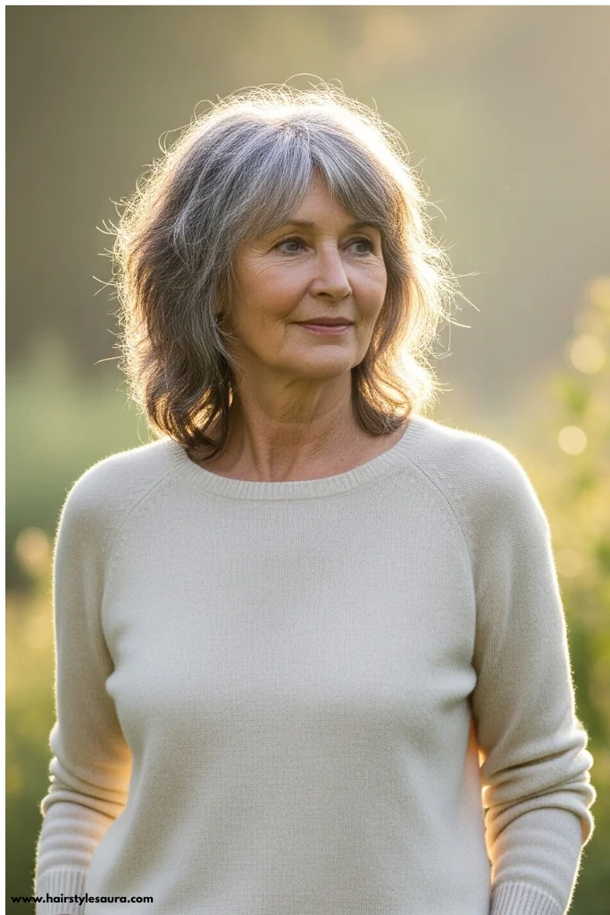 12 Stylish Short Shaggy Hairstyles for Older Women in 2025 6 Tousled Salt-and-Pepper Shag