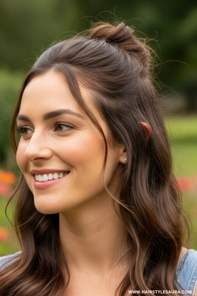 Cute Easy Hairstyles Every Woman Can Try Quick Styles You’ll Love! 8 Twisted Half-Updo
