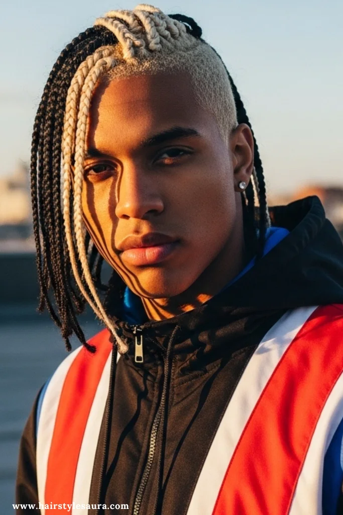 13 Bold Box Braids Hairstyles Men Can Rock with Confidence 8 Two-Tone Box Braids