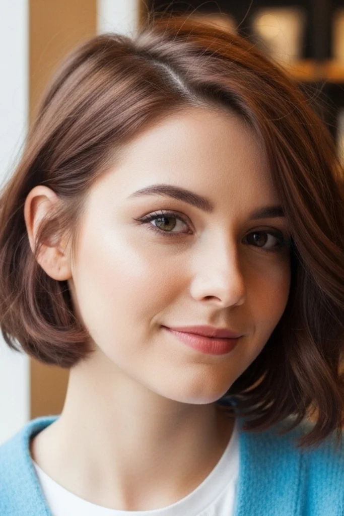 11 Short Hair Hairstyles for Round Faces 7 Side-Parted Crop