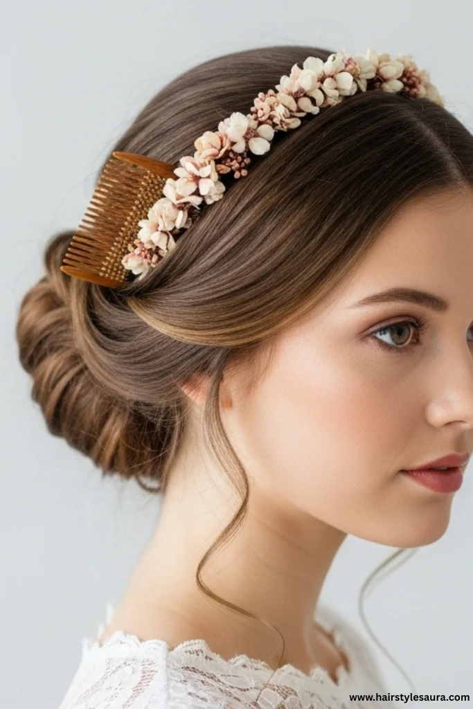 Wedding Hairstyles for Short Hairs: 12 Elegant Looks for Your Big Day 10 Vintage Roll with Hair Comb