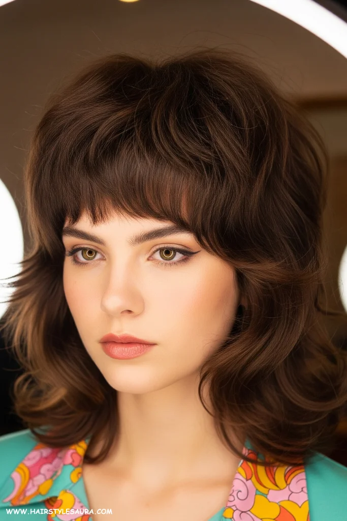 13 Best Long Wolf Cut With Bangs Ideas for 2025 11 Voluminous Wolf Cut with Arched Bangs