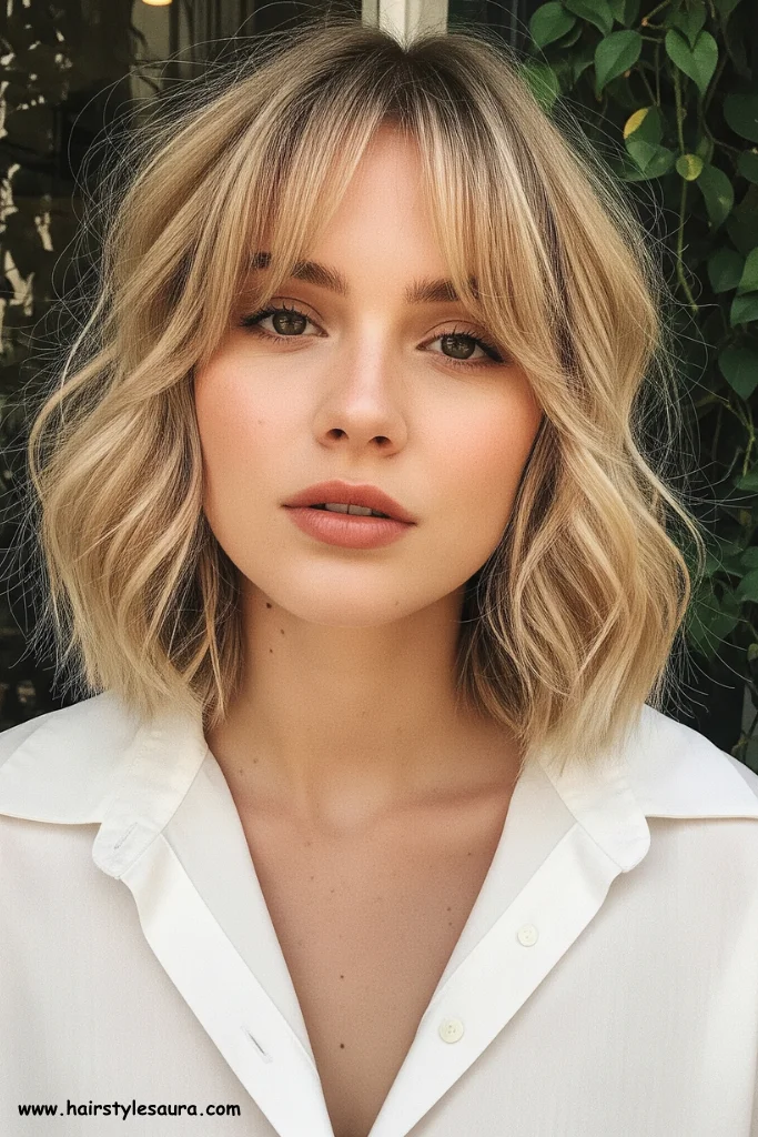 11 Trendy Short Hairstyles With Bangs for a Fresh Look 10 Wavy Bob with Feathered Bangs