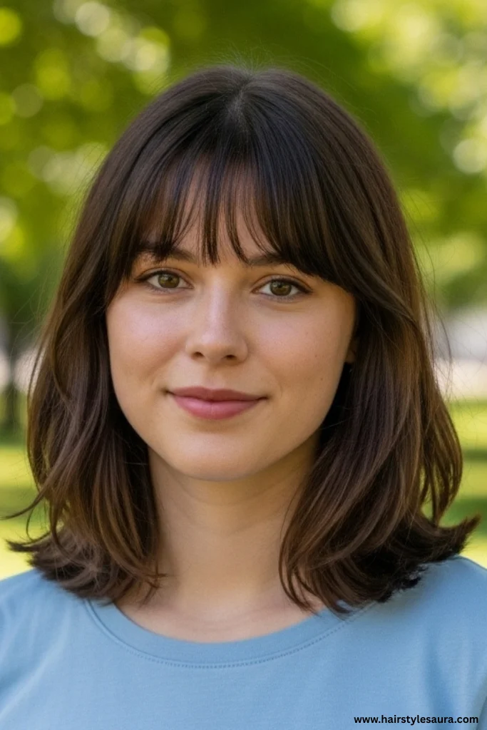 Short to Mid Length Hairstyles: 15 Stylish Ideas for Every Personality 8 Wispy Bangs with Medium Cut