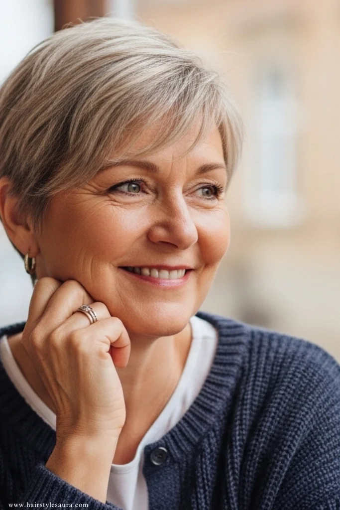 Top 10 Short Hairstyles For Thin Hair Over 50 8 Wispy Pixie