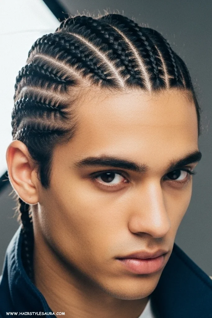 13 Stylish Short Hair Braided Hairstyles for Men to Try Now 6 Zigzag Part Braids