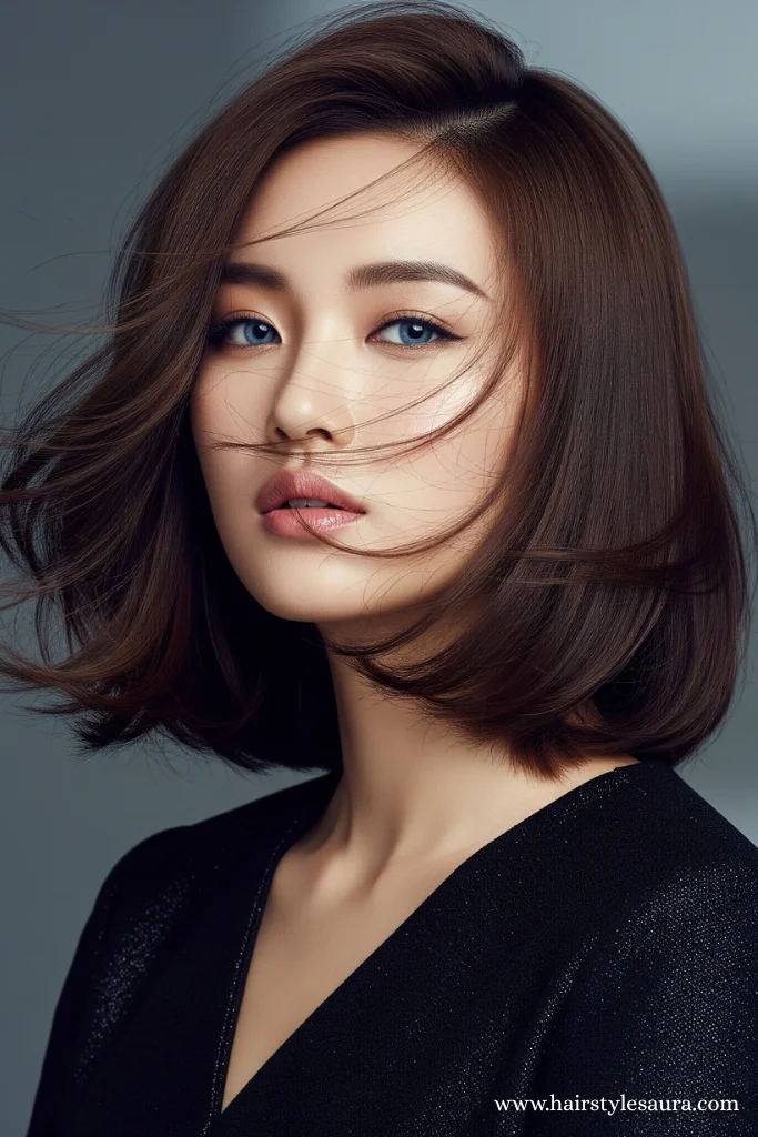 Top 10 Medium Kitty Cut Hair Ideas Every Trendy Girl Should Try 5 Medium Kitty Cut with Face-Framing Layers
