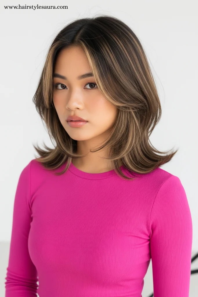 Top 10 Medium Kitty Cut Hair Ideas Every Trendy Girl Should Try 7 Medium Kitty Cut with Light Highlights