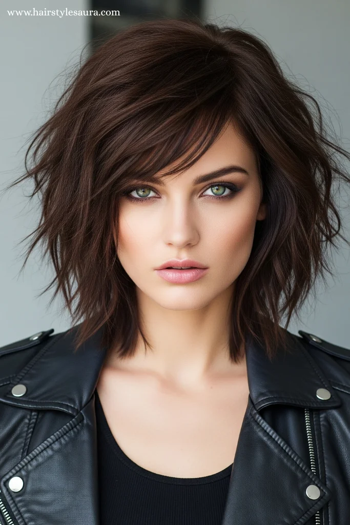 Top 10 Medium Kitty Cut Hair Ideas Every Trendy Girl Should Try 8 Medium Kitty Cut with Choppy Ends
