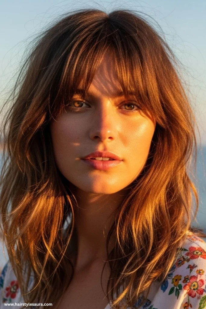 13 Choppy Long Layered Haircuts Ideas That Are Effortlessly Stylish 2 Beachy Choppy Layers with Curtain Bangs